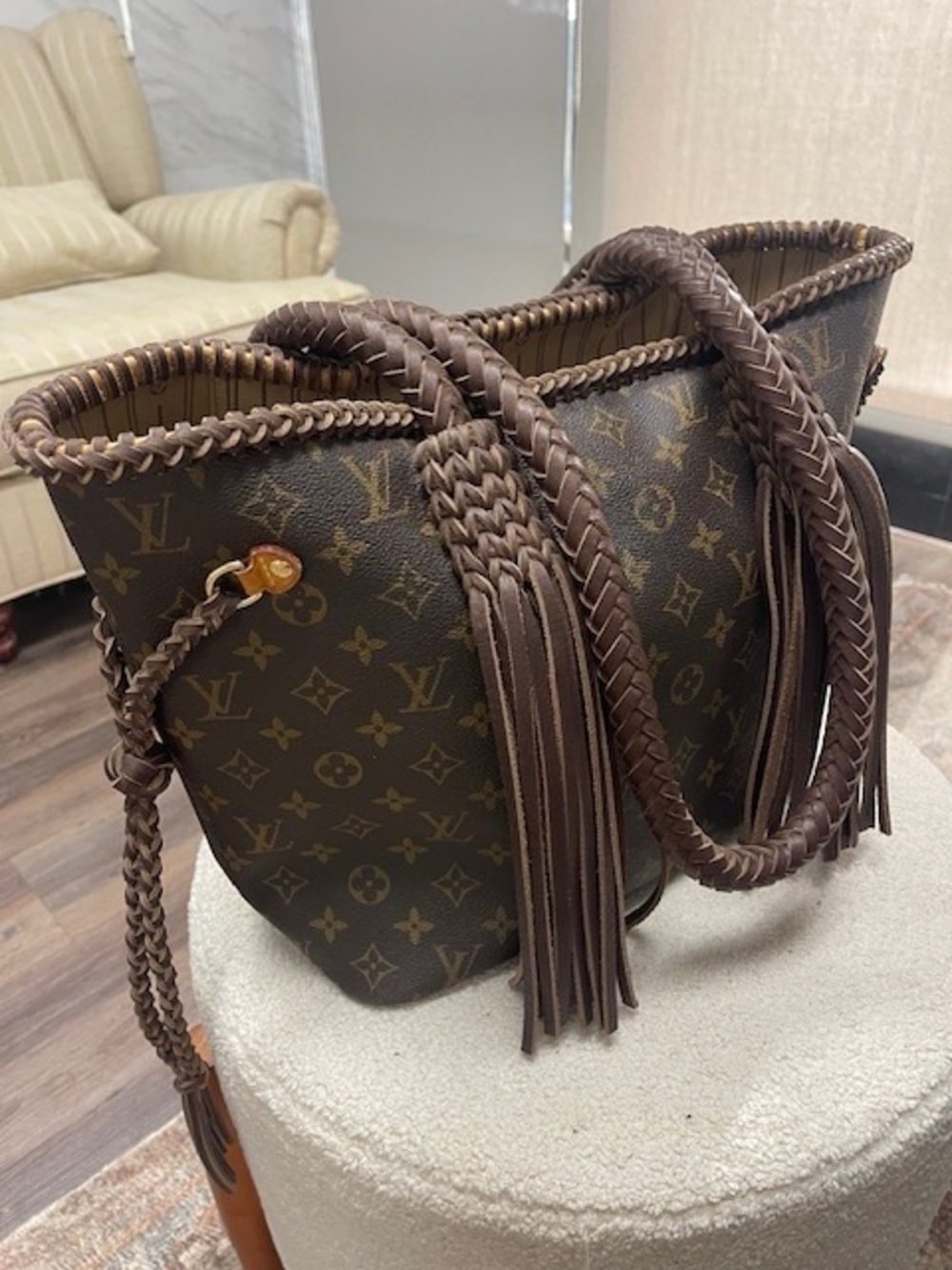 Louis Vuitton Brown Monogram Braided Fringe Tote